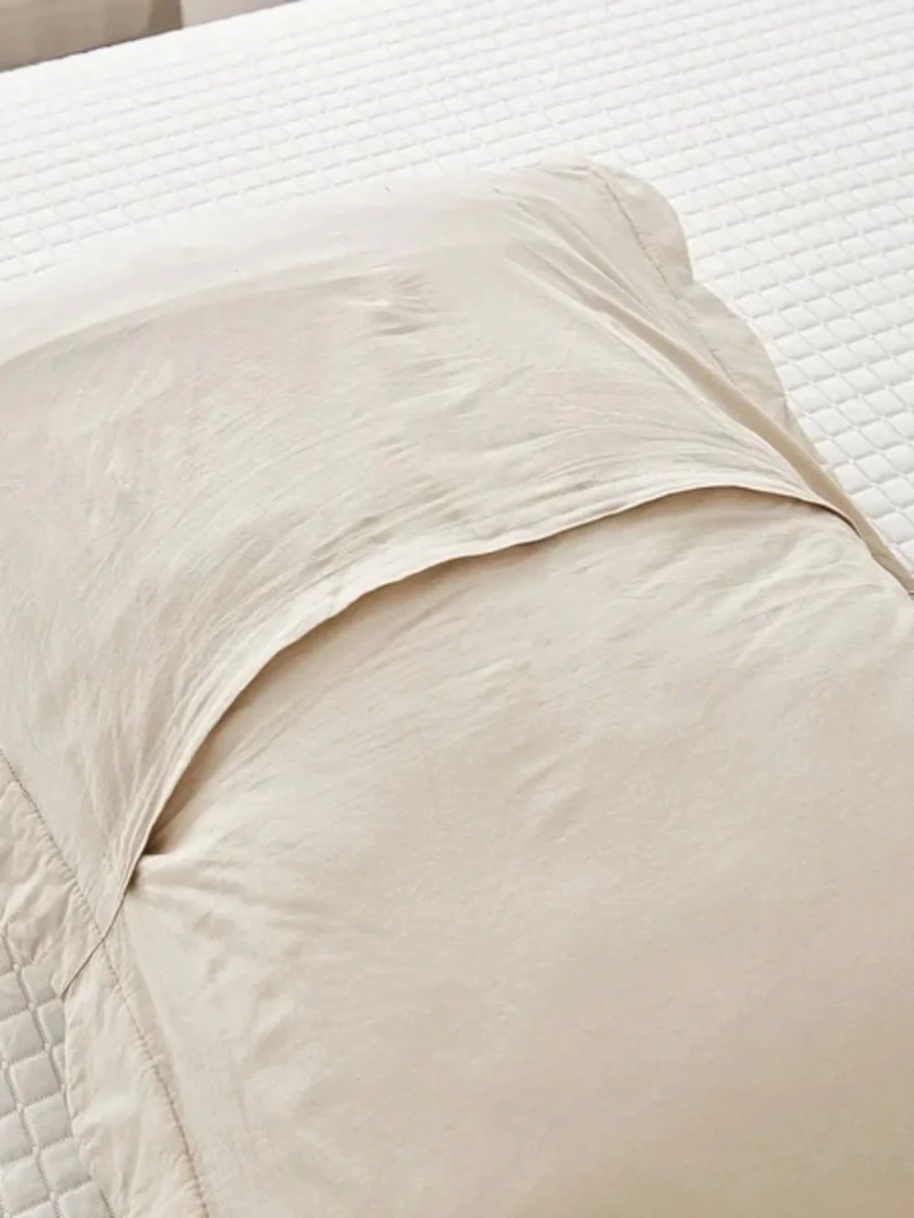 Neutral Cream Quilted 2 Pillow Shams - Elegant Leaf Pattern